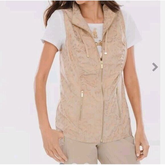 Chico's Zenergy Neema Embossed Leopard Vest Sz 3 US XL Full Zip Sleeveless - Picture 2 of 9